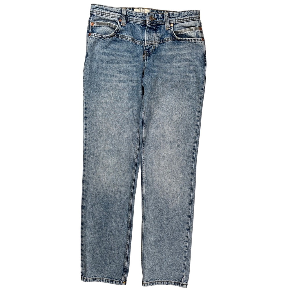 We The Free Straight Leg Jeans Women 28 High Rise Button Fly Casual Light Wash